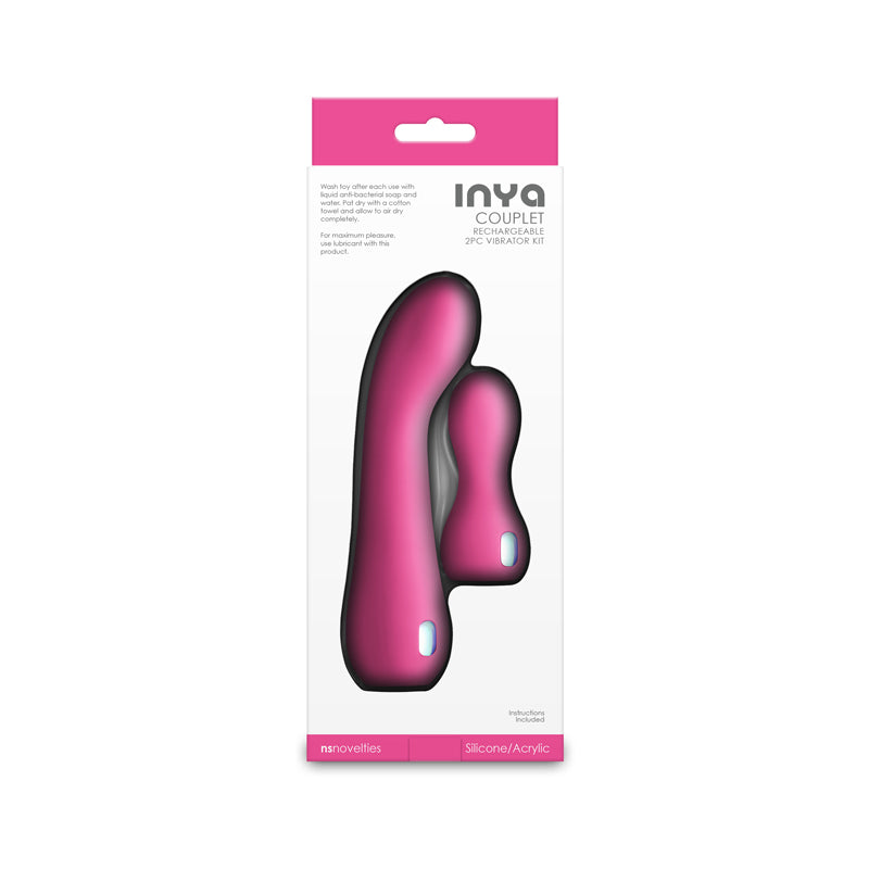 INYA Couplet - Pink - Pink USB Rechargeable Vibrators - Set of 2 Sizes - NSN-0561-34