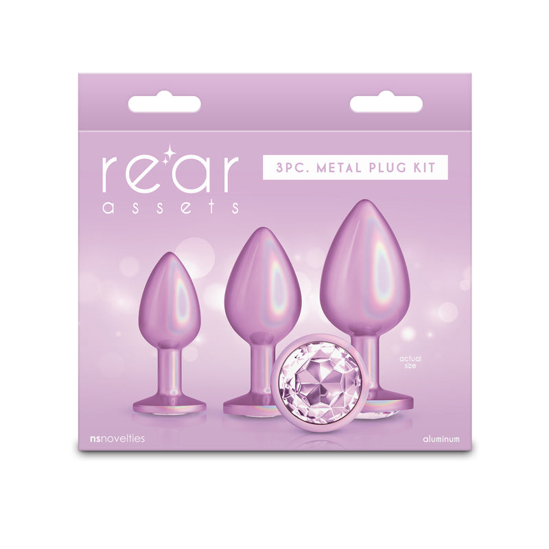 Rear Assets Trainer Kit - Iridescent Pink - Iridescent Pink Metallic Butt Plugs - Set of 3 Sizes - NSN-0960-05