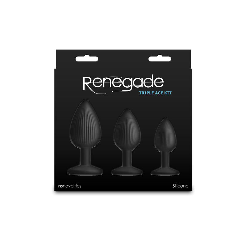 Renegade Triple Ace Kit - Black - Black Butt Plugs - Set of 3 Sizes - NSN-1105-80