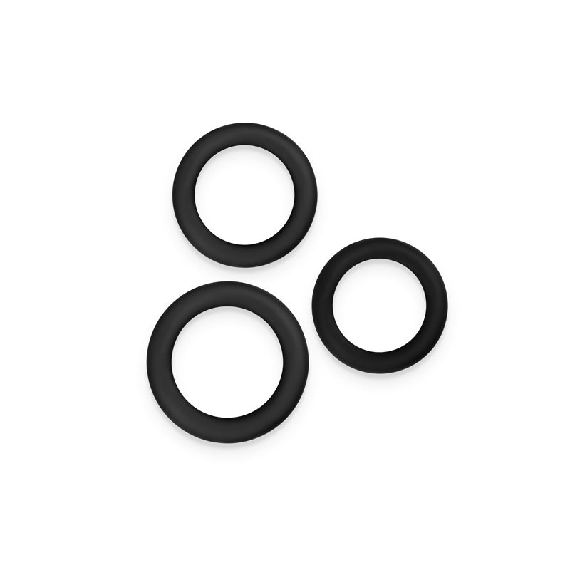 Renegade 3pc Slim Rings - Black - Black Cock Rings - Set of 3 Sizes - NSN-1111-03