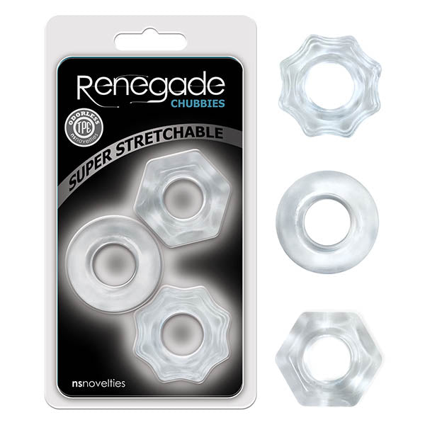 Renegade Chubbies - Clear Cock Rings - Set of 3 - NSN-1111-11