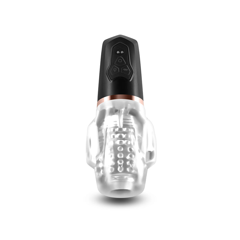 Renegade Avenger - Clear/Black USB Rechargeable Sucking Masturbator - NSN-1131-23