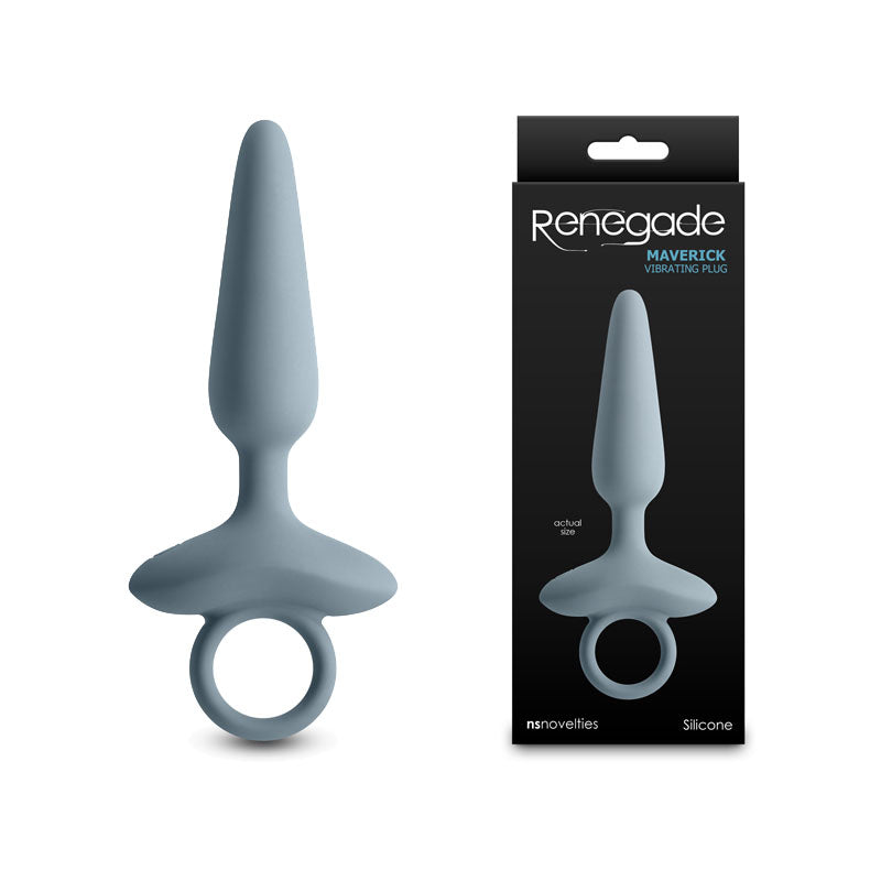 Renegade Maverick - Grey - Grey 15 cm USB Rechargeable Vibrating Butt Plug - NSN-1132-49