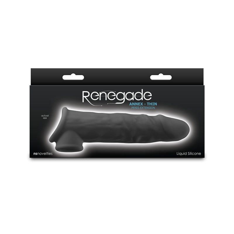 Renegade Annex - Thin - Black - Black 19.4 cm Penis Extender Sleeve - NSN-1165-03