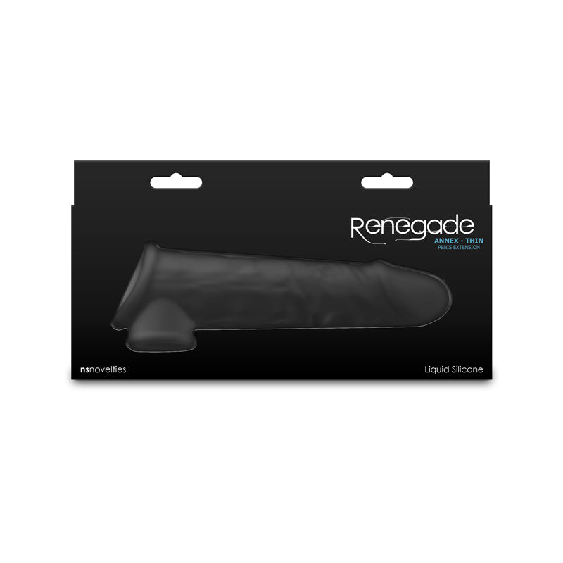 Renegade Annex - Thin - Black - Black 19.4 cm Penis Extender Sleeve - NSN-1165-03