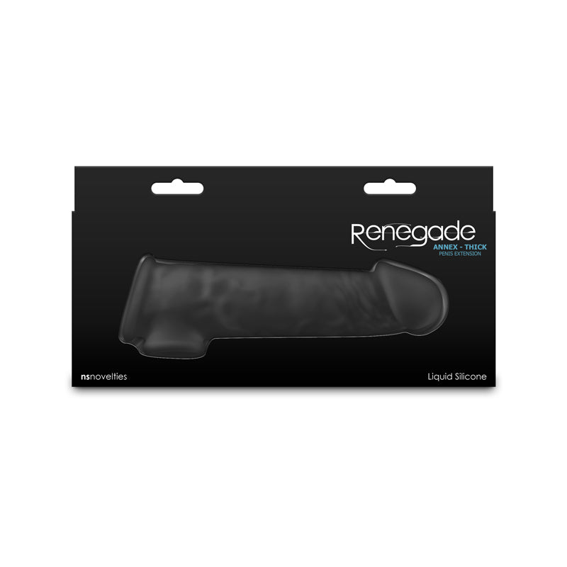 Renegade Annex - Thick - Black - Black 18.6 cm Penis Extender Sleeve - NSN-1165-13
