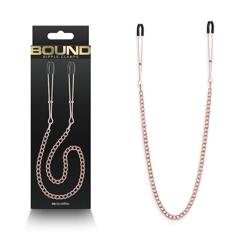 Bound Nipple Clamps - DC3 - Rose Gold - Rose Gold Nipple Clamps with Chain - NSN-1303-12