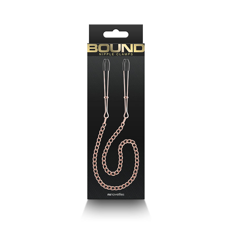 Bound Nipple Clamps - DC3 - Rose Gold - Rose Gold Nipple Clamps with Chain - NSN-1303-12
