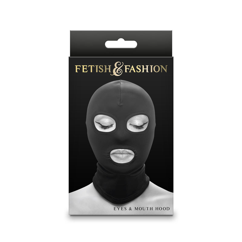 Fetish & Fashion - Eyes & Mouth Hood - Black - Black Hood - NSN-1803-13AP