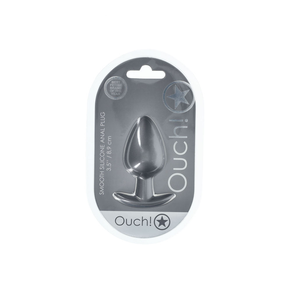 OUCH! Anal Plug - Large - Gun Metal - Gun Metal Grey 8.9 cm Large Butt Plug - OU1019GUN