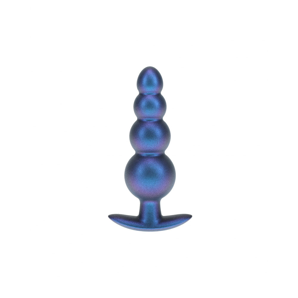 OUCH! Beaded Anal Plug - Metallic Blue - Metallic Blue 11.7 cm Butt Plug - OU1020MBL
