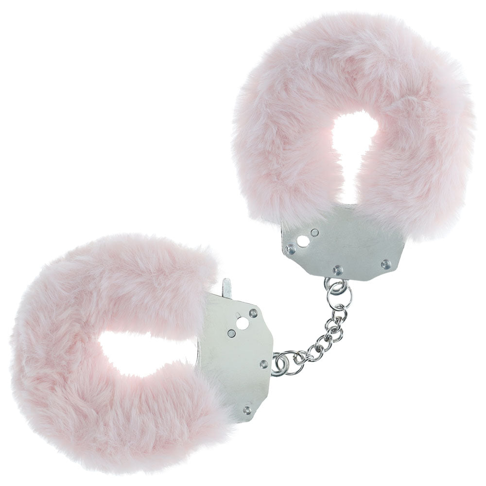OUCH! Heavy-Duty Fluffy Cuffs - Powder Pink - Powder Pink Fluffy Restraints - OU1046PPNK