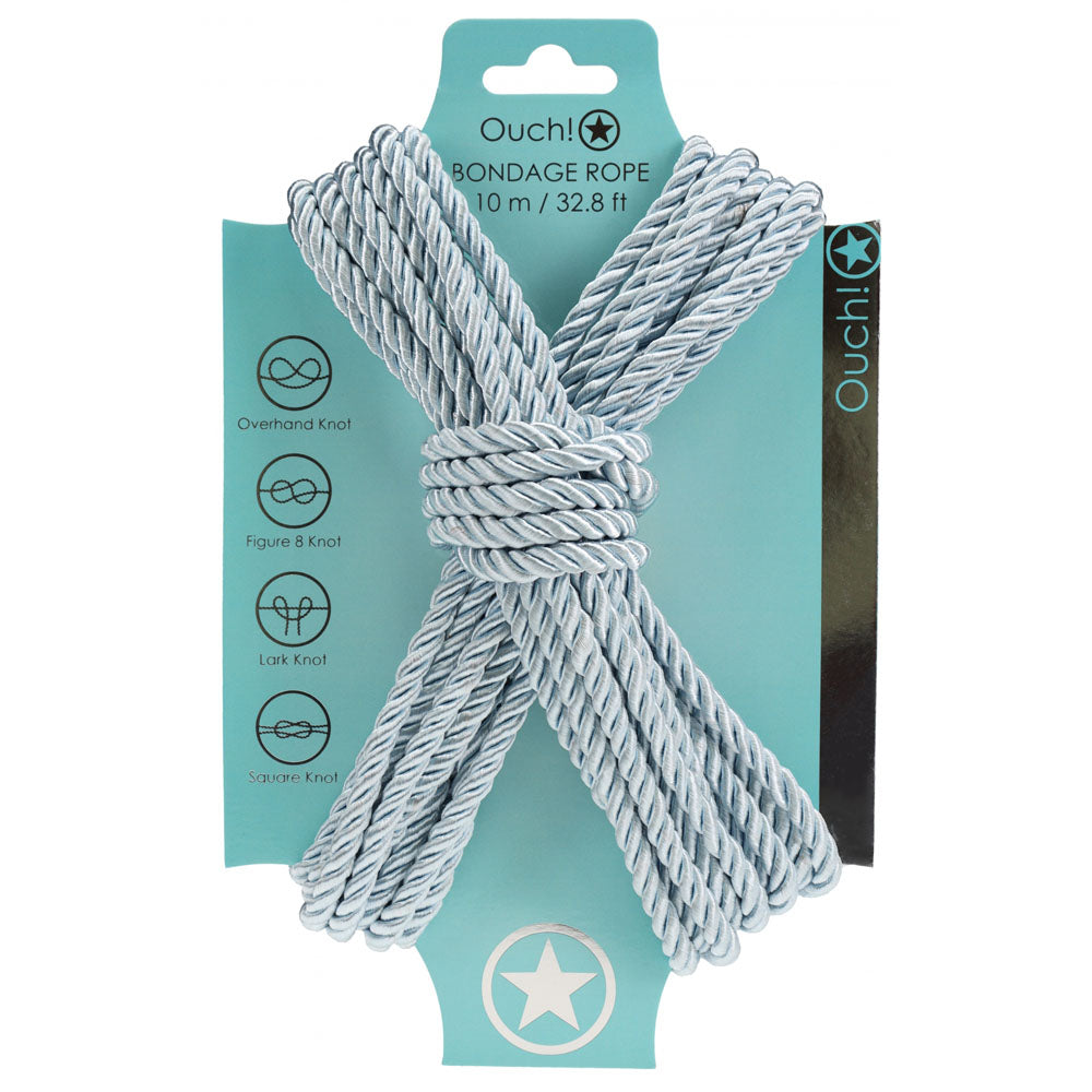 OUCH! Bondage Rope - 10 M - Powder Blue - Powder Blue Nylon Bondage Rope - 10 metre Length - OU1058PBLU