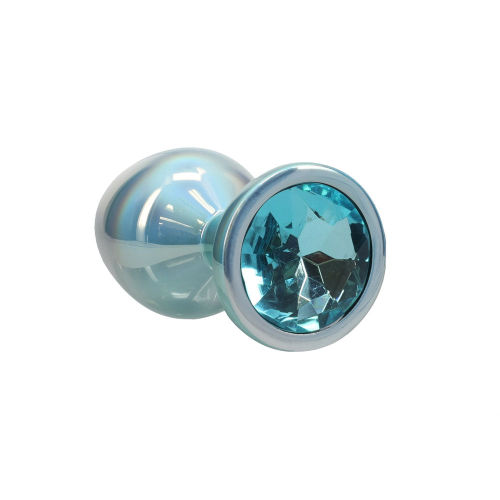 OUCH! Paris Collection - Metal Anal Plug Set - Blue - Metallic Blue Butt Plugs with Gem Bases - Set of 3 Sizes - OU1059BLU