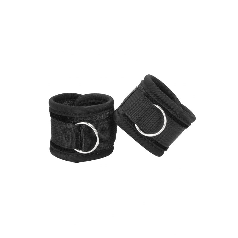 OUCH! Velvet & Velcro Adjustable Handcuffs - Black Restraints - OU516BLK