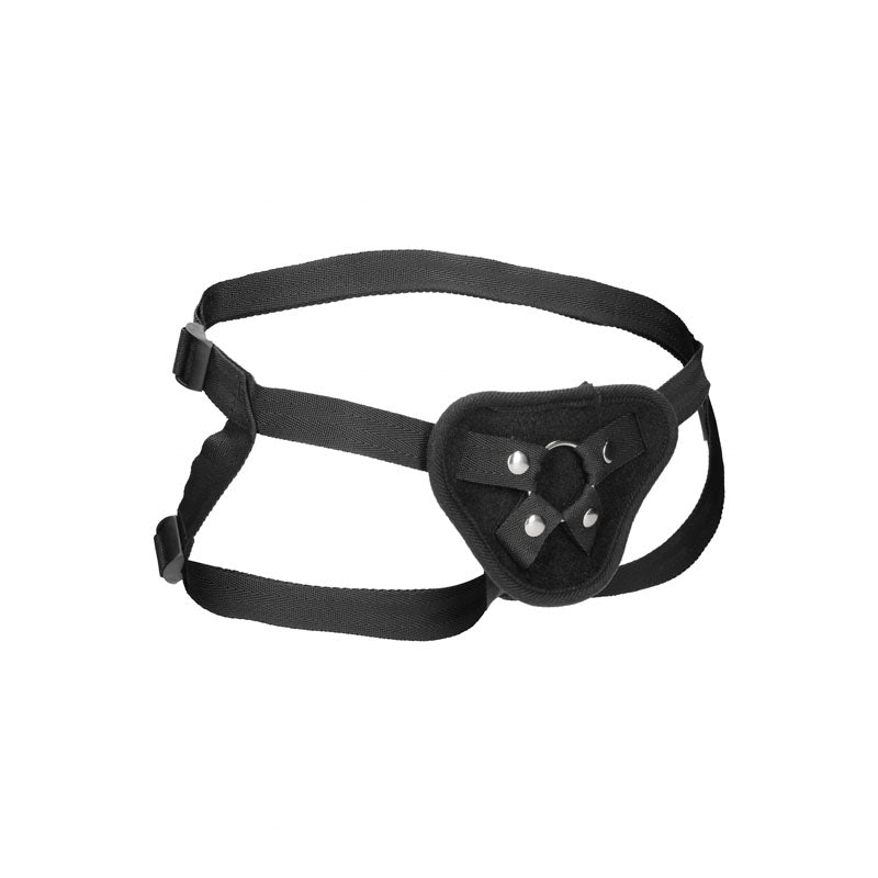 OUCH! Velvet & Velcro Adjustable Harness with O-Ring - Black Strap-On Harness (No Probe Included) - OU525BLK