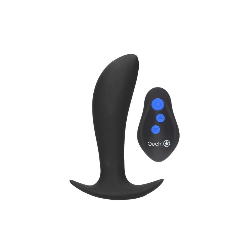 OUCH! e-Stim & Vibrating Butt Plug with Wireless Remote - Black 12.3 cm USB Rechargeable Vibrating Butt Plug with e-Stim - OU579BLK