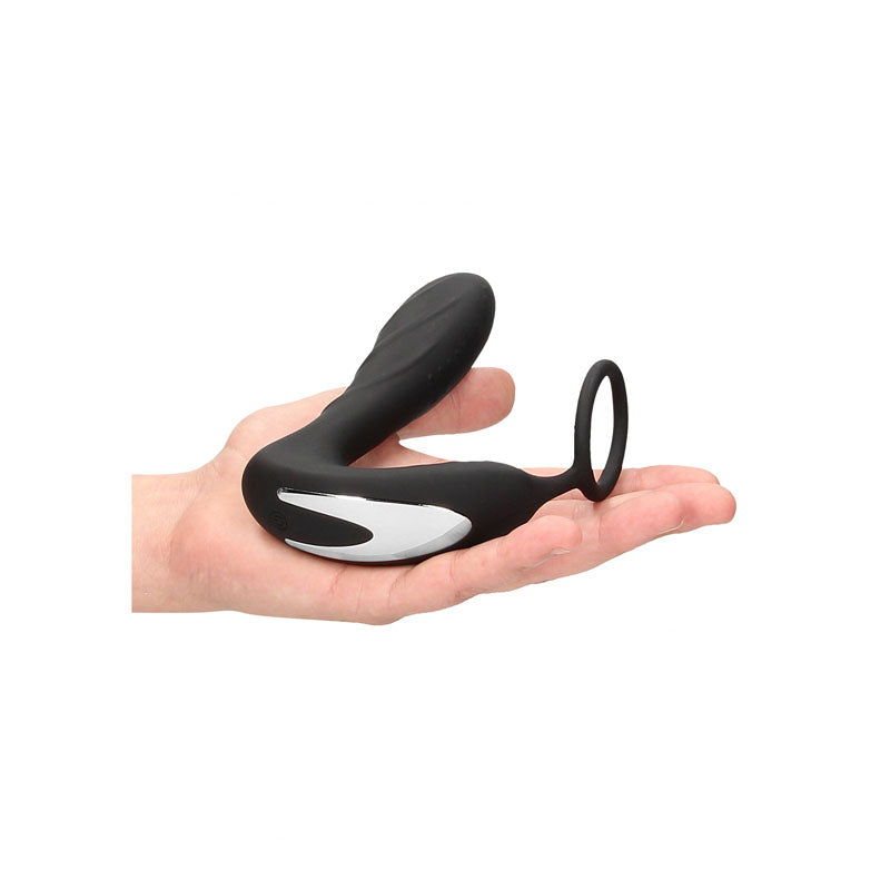 OUCH! E-stim & Vibrating Butt Plug Cock Ring - Black USB Rechargeable Vibrating Butt Plug & Cock Ring with e-Stim - OU580BLK