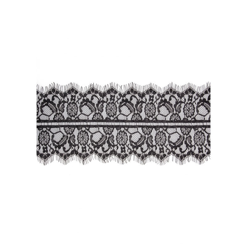 OUCH! Black & White Lace Mask With Elastic Straps - Black Eye Restraint - OU682BLK