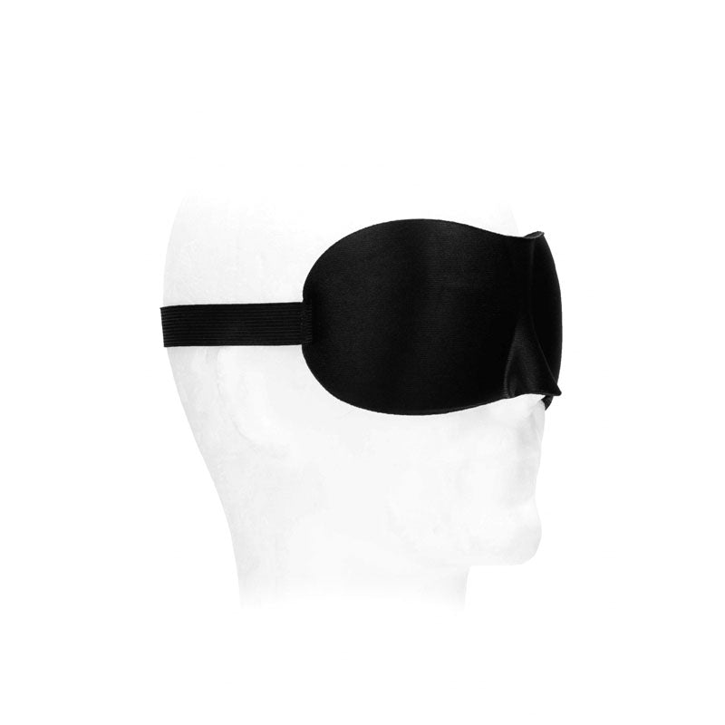 OUCH! Black & White Satin Curvy Eye Mask - Black Eye Restraint - OU683BLK