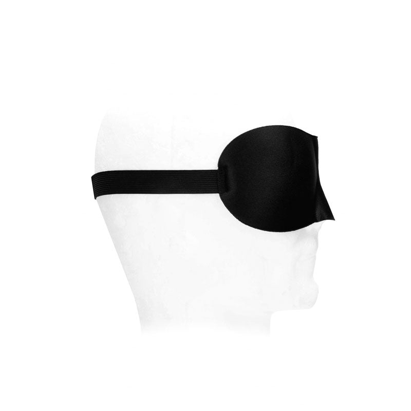 OUCH! Black & White Satin Curvy Eye Mask - Black Eye Restraint - OU683BLK