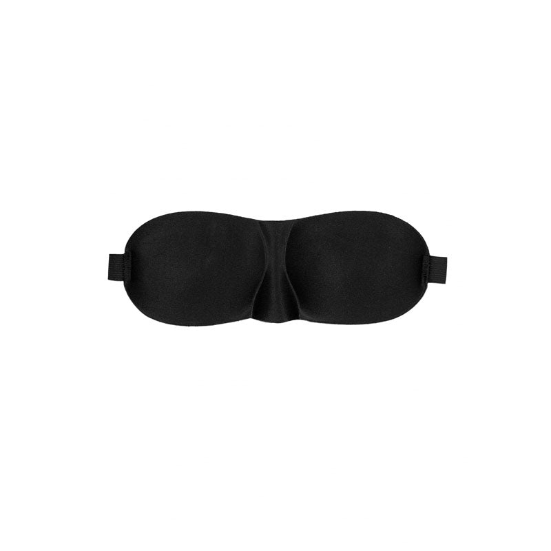 OUCH! Black & White Satin Curvy Eye Mask - Black Eye Restraint - OU683BLK