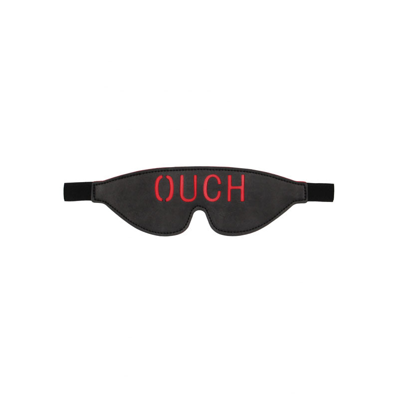 OUCH! Black & White Bonded Leather Eye-Mask ''Ouch'' - Black Eye Restraint - OU688BLK