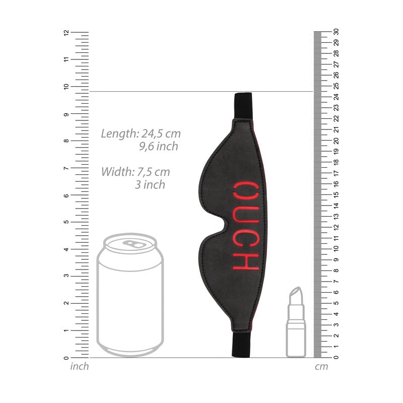 OUCH! Black & White Bonded Leather Eye-Mask ''Ouch'' - Black Eye Restraint - OU688BLK