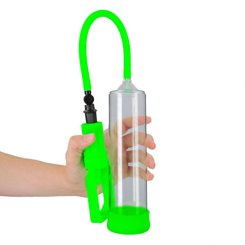 OUCH! Glow In The Dark Comfort Beginner Pump - Clear/Glow Penis Pump - OU786GLO