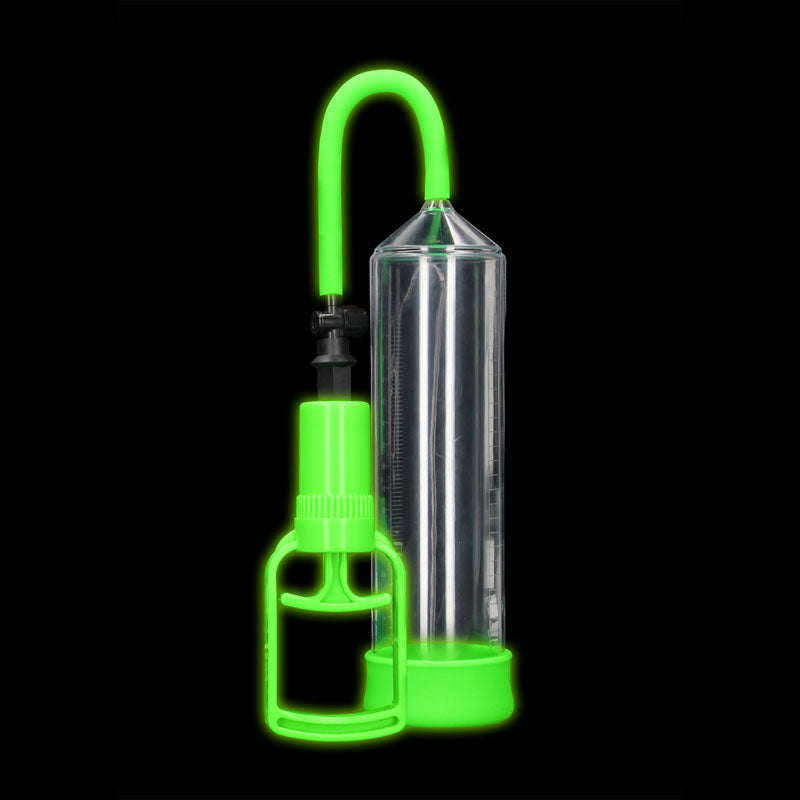 OUCH! Glow In The Dark Comfort Beginner Pump - Clear/Glow Penis Pump - OU786GLO