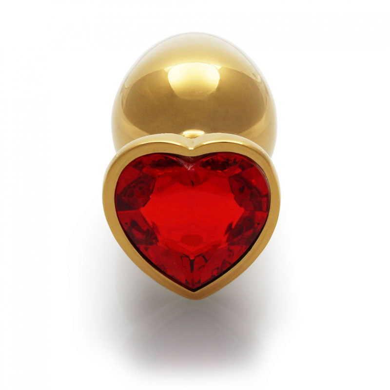 OUCH! Heart Gem Gold Butt Plug - Large - Gold 9.3 cm Large Butt Plug with Heart Gem Base - OU807GLD