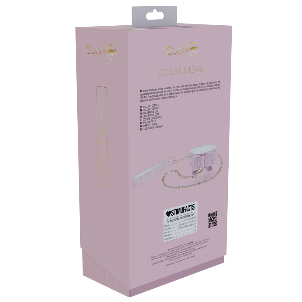 OUCH! Paris Collection - Collar with Leash - Pink Restraint - OU980PNK