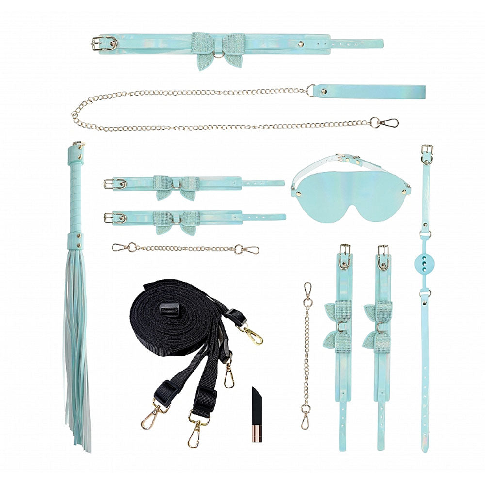 OUCH! Paris Collection - Kit with Bag - Baby Blue Bondage Set with Bag - 8 Piece Kit - OU988BLU