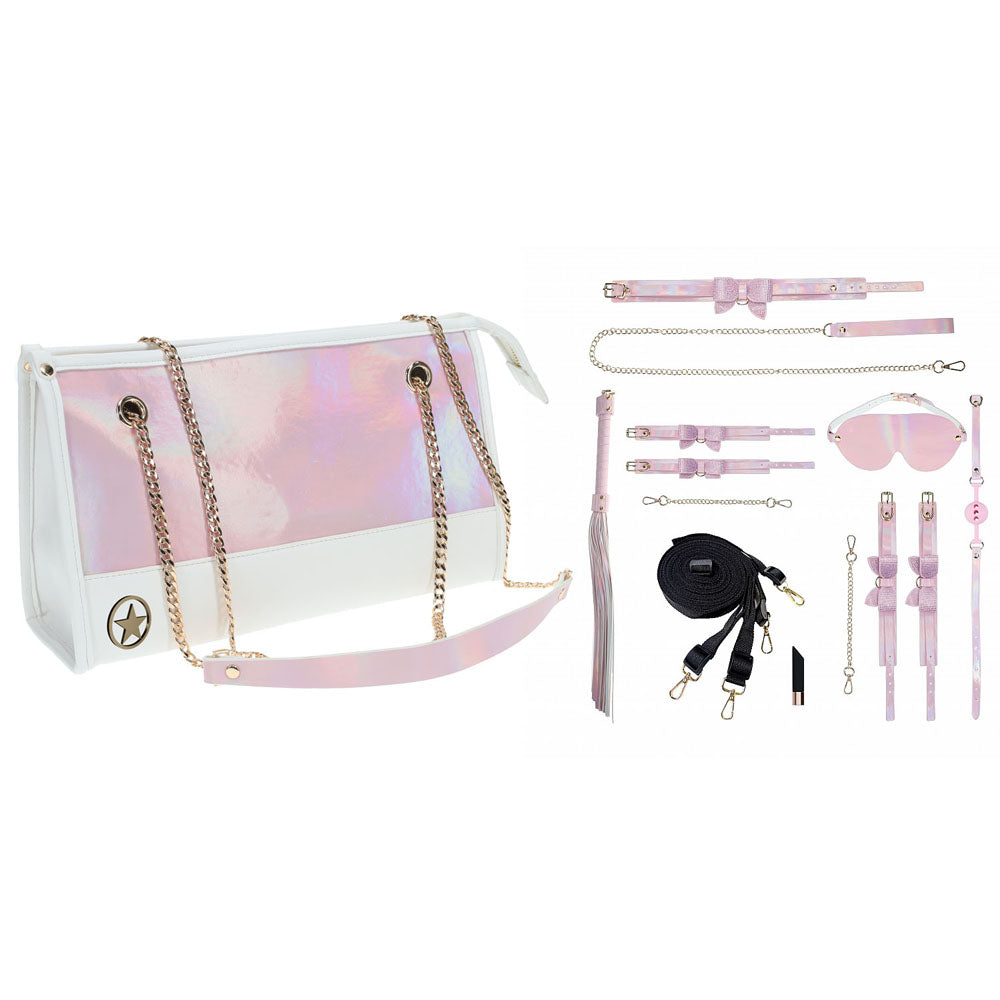 OUCH! Paris Collection - Kit with Bag - Pink Bondage Set with Bag - 8 Piece Kit - OU988PNK