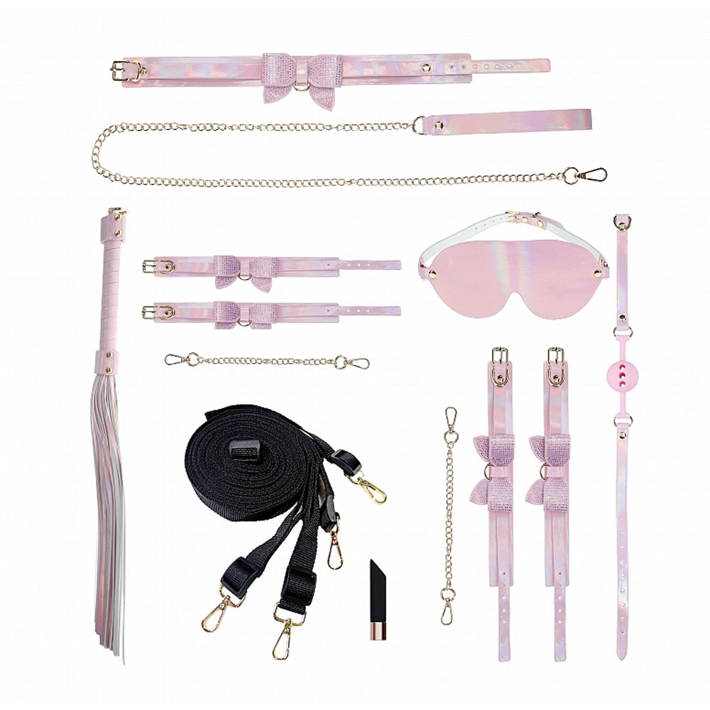 OUCH! Paris Collection - Kit with Bag - Pink Bondage Set with Bag - 8 Piece Kit - OU988PNK