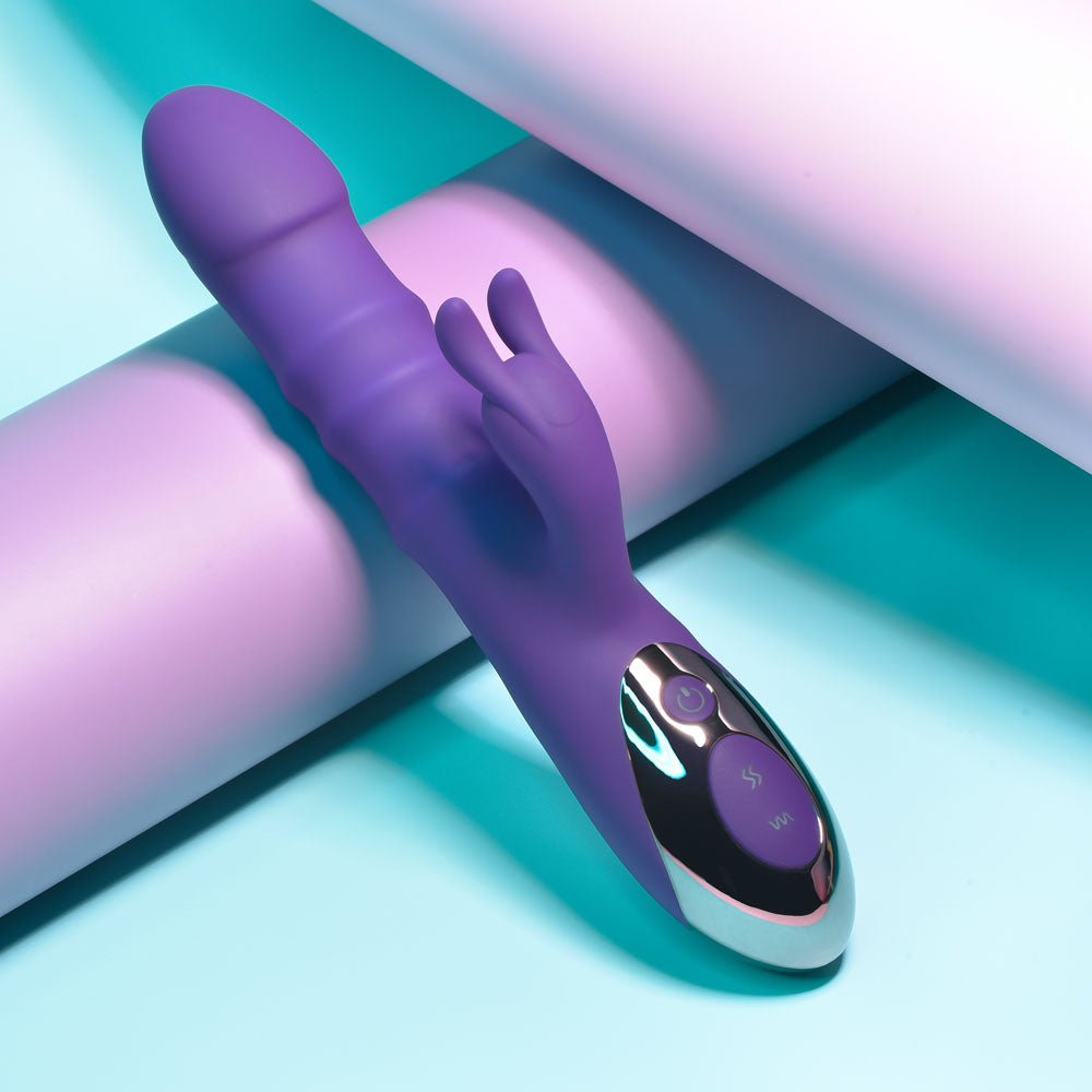 Playboy Pleasure HOP TO IT - Purple 23.5 cm USB Rechargeable Rabbit Vibrator - PB-RS-2345-2