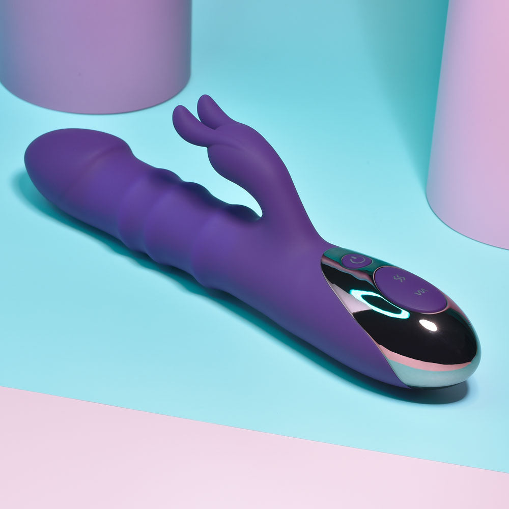 Playboy Pleasure HOP TO IT - Purple 23.5 cm USB Rechargeable Rabbit Vibrator - PB-RS-2345-2