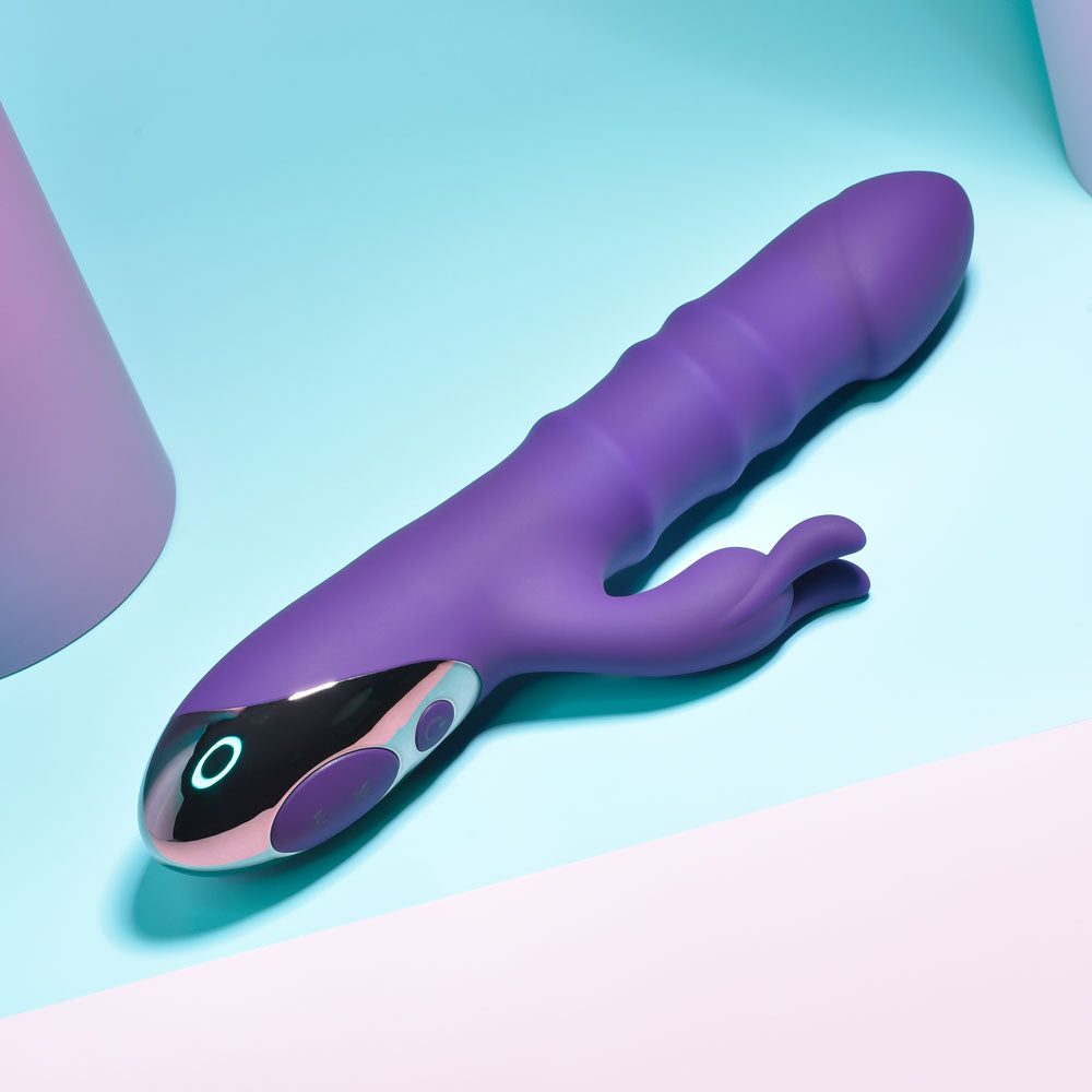 Playboy Pleasure HOP TO IT - Purple 23.5 cm USB Rechargeable Rabbit Vibrator - PB-RS-2345-2