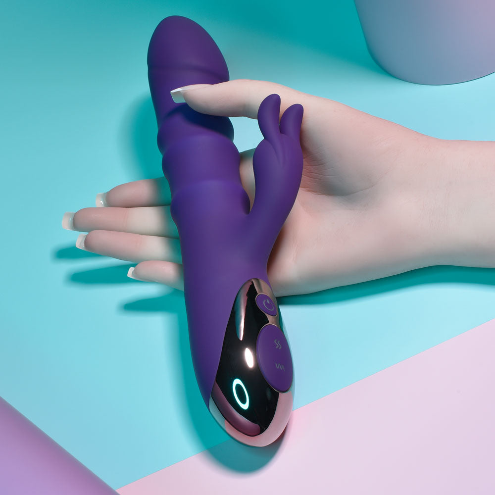 Playboy Pleasure HOP TO IT - Purple 23.5 cm USB Rechargeable Rabbit Vibrator - PB-RS-2345-2