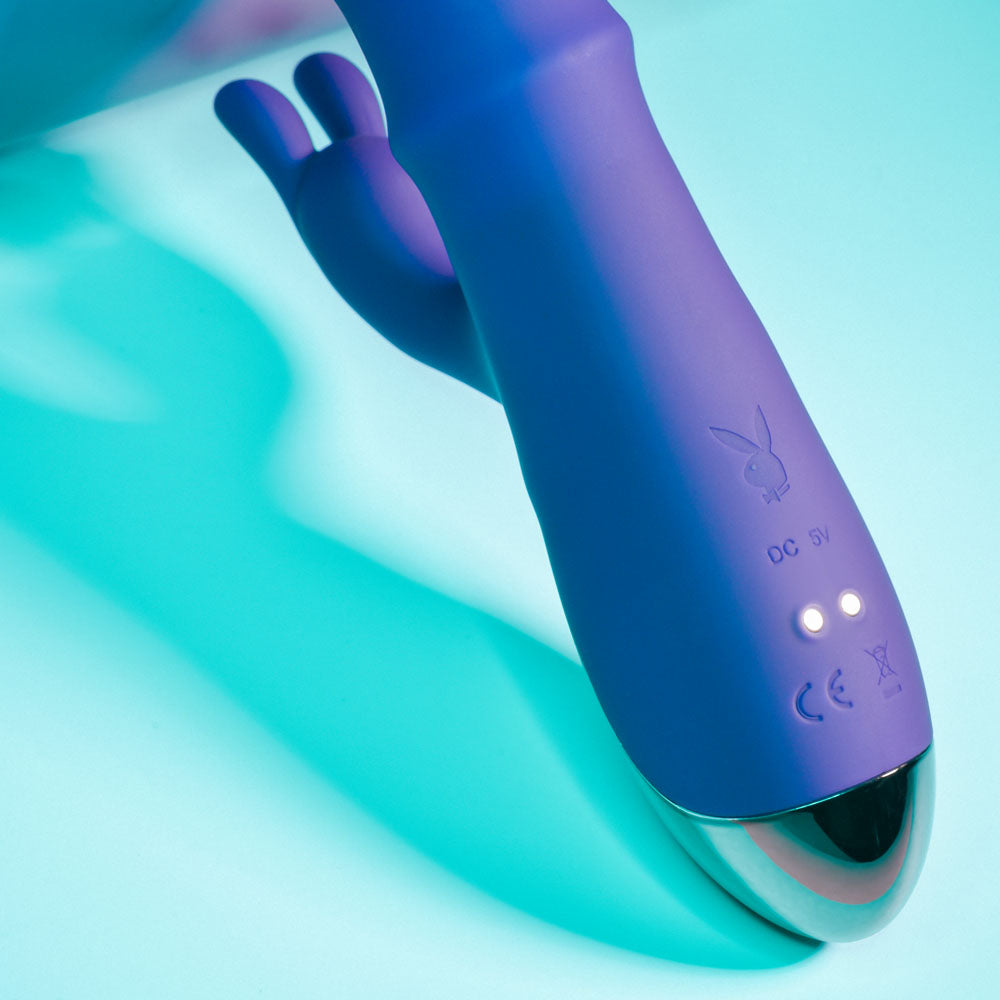 Playboy Pleasure HOP TO IT - Purple 23.5 cm USB Rechargeable Rabbit Vibrator - PB-RS-2345-2
