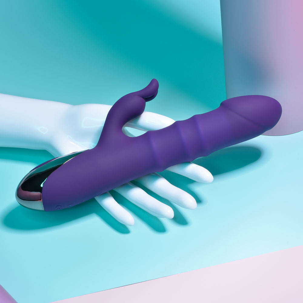 Playboy Pleasure HOP TO IT - Purple 23.5 cm USB Rechargeable Rabbit Vibrator - PB-RS-2345-2