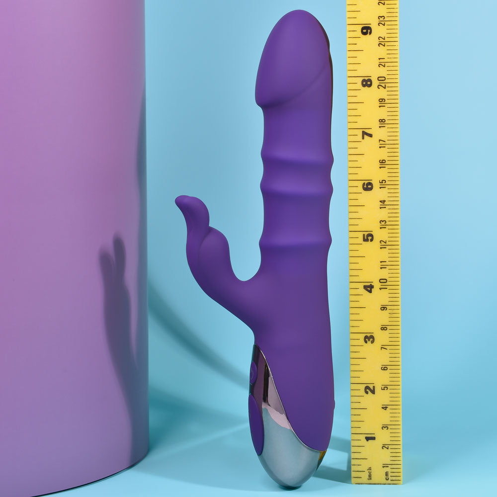 Playboy Pleasure HOP TO IT - Purple 23.5 cm USB Rechargeable Rabbit Vibrator - PB-RS-2345-2