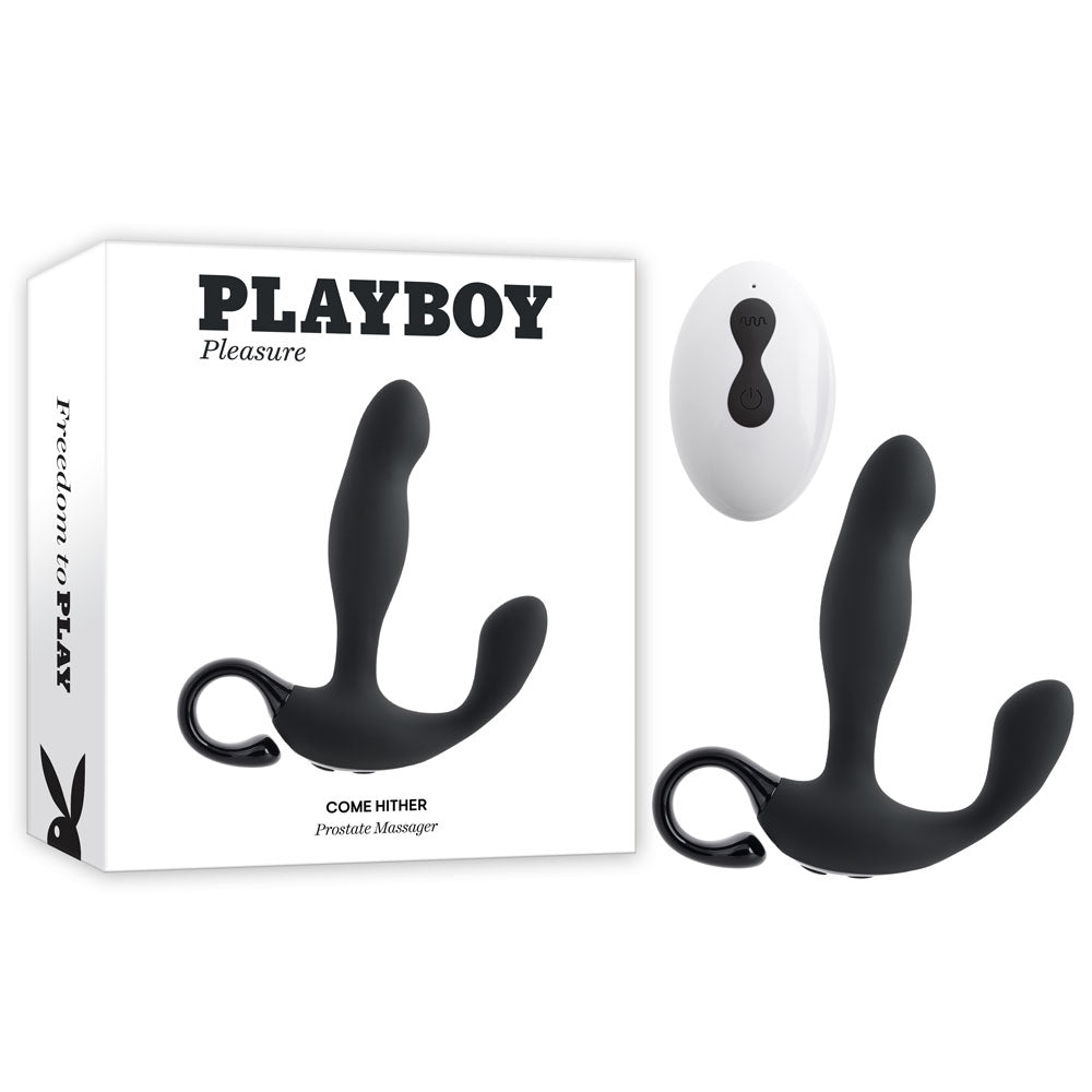 Playboy Pleasure COME HITHER - Black 13.2 cm USB Rechargeable Vibrating Prostate Massager with Wireless Remote Control - PB-RS-2383-2