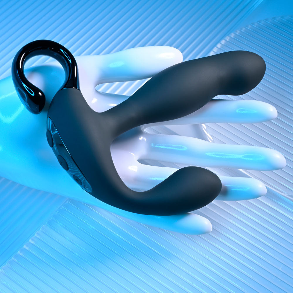 Playboy Pleasure COME HITHER - Black 13.2 cm USB Rechargeable Vibrating Prostate Massager with Wireless Remote Control - PB-RS-2383-2