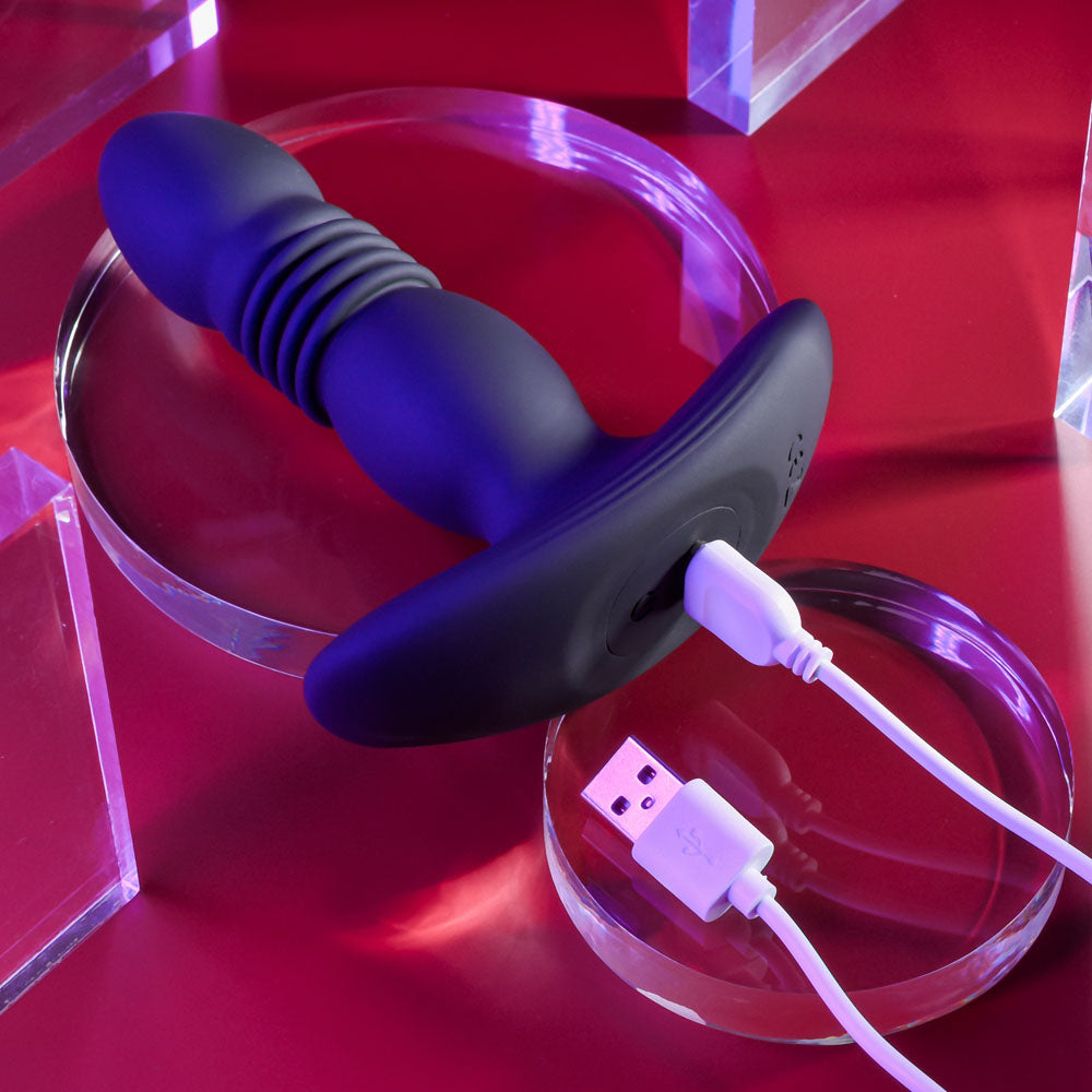 Playboy Pleasure TRUST THE THRUST - Black 13.7 cm USB Rechargeable Thrusting Butt Plug with Wireless Remote - PB-RS-2420-2