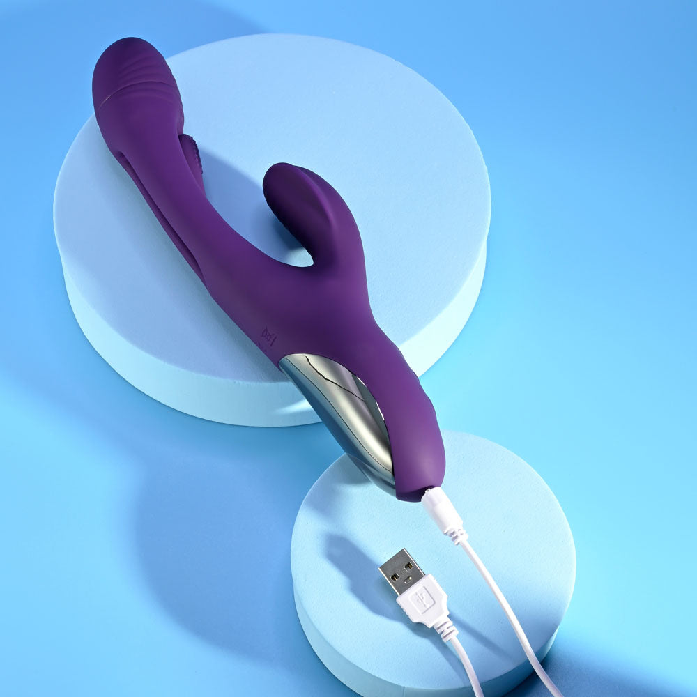Playboy Pleasure THE THRILL - Purple 24.4 cm USB Rechargeable Rabbit Vibrator - PB-RS-3175-2