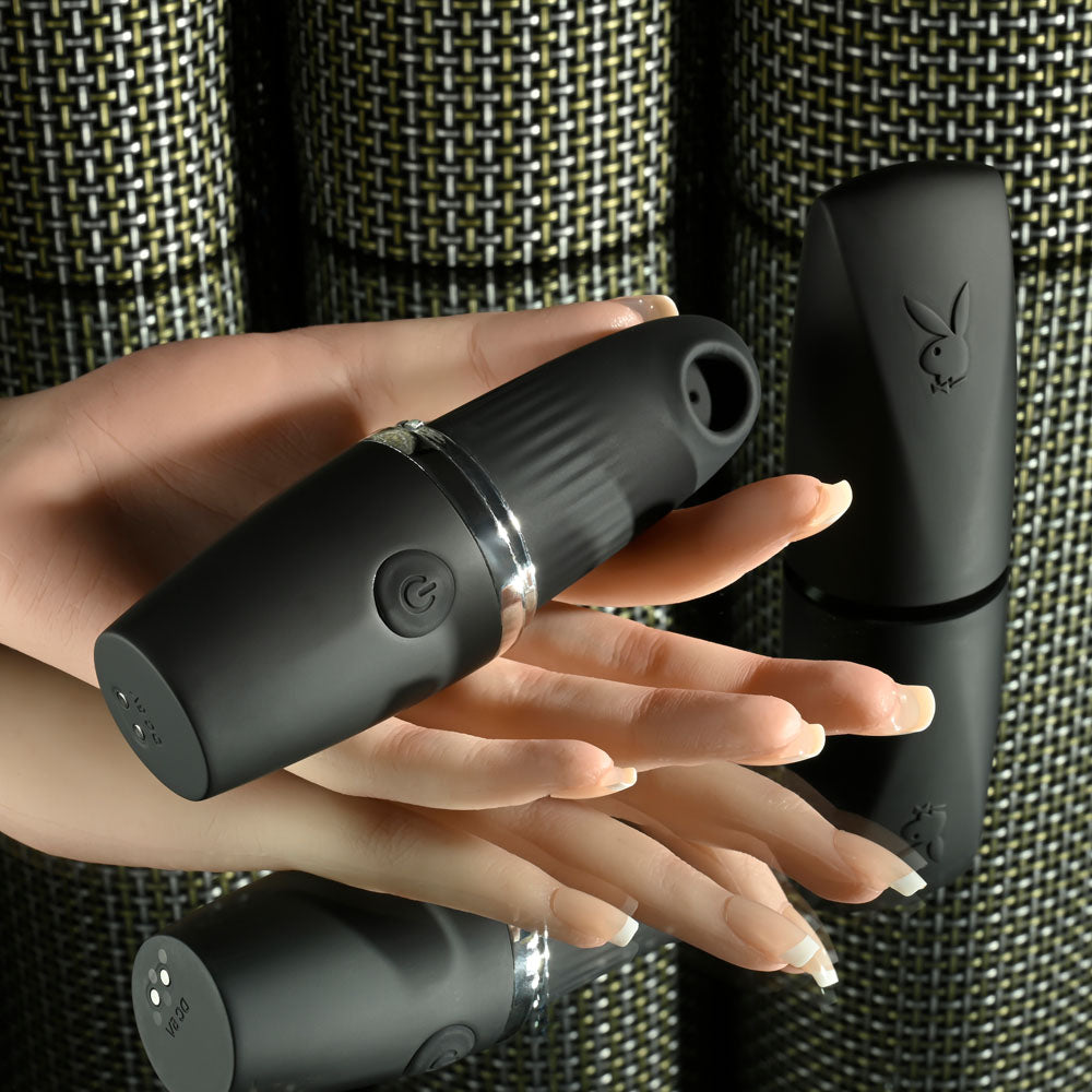 Playboy Pleasure EXCURSION - Black 14.2 cm USB Rechargeable Suction Stimulator - PB-RS-4646-2