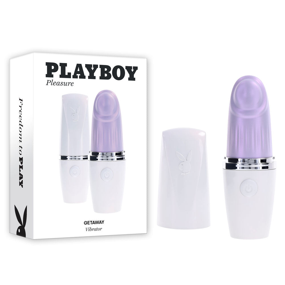 Playboy Pleasure GETAWAY - White/Purple 14.2 cm USB Rechargeable Tapping Stimulator - PB-RS-4653-2