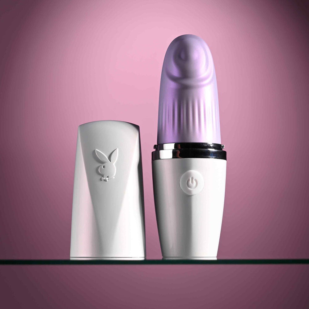 Playboy Pleasure GETAWAY - White/Purple 14.2 cm USB Rechargeable Tapping Stimulator - PB-RS-4653-2