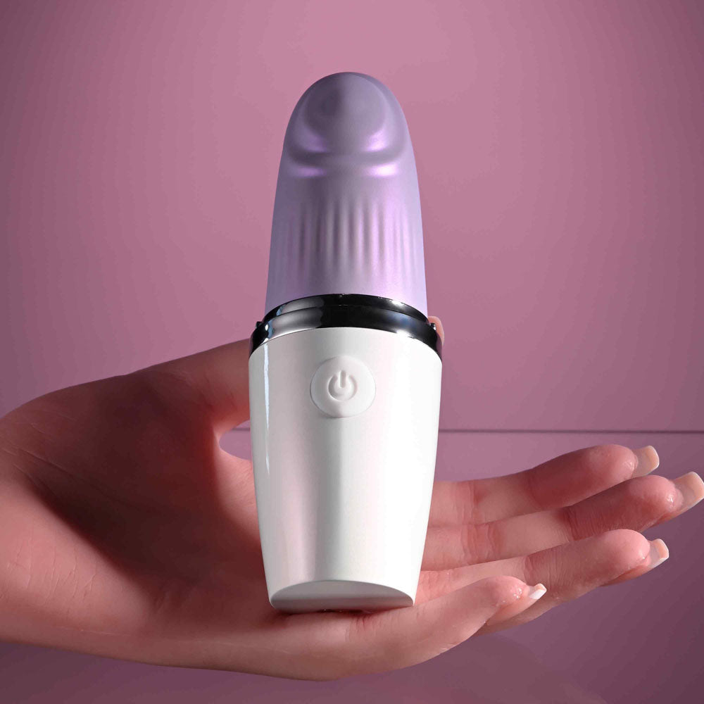 Playboy Pleasure GETAWAY - White/Purple 14.2 cm USB Rechargeable Tapping Stimulator - PB-RS-4653-2